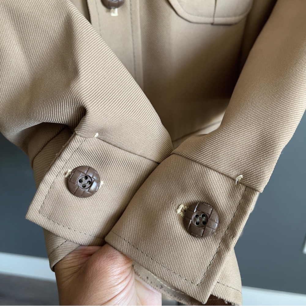 Safari Jacket Tan Italian Utility Chic Minimalist Quiet Luxury Field Coat Staple - Picture 4 of 7